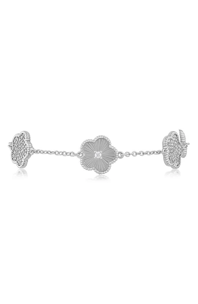 Kenneth Jay Lane Pavé Cubic Zirconia Striated Clover Line Bracelet 3