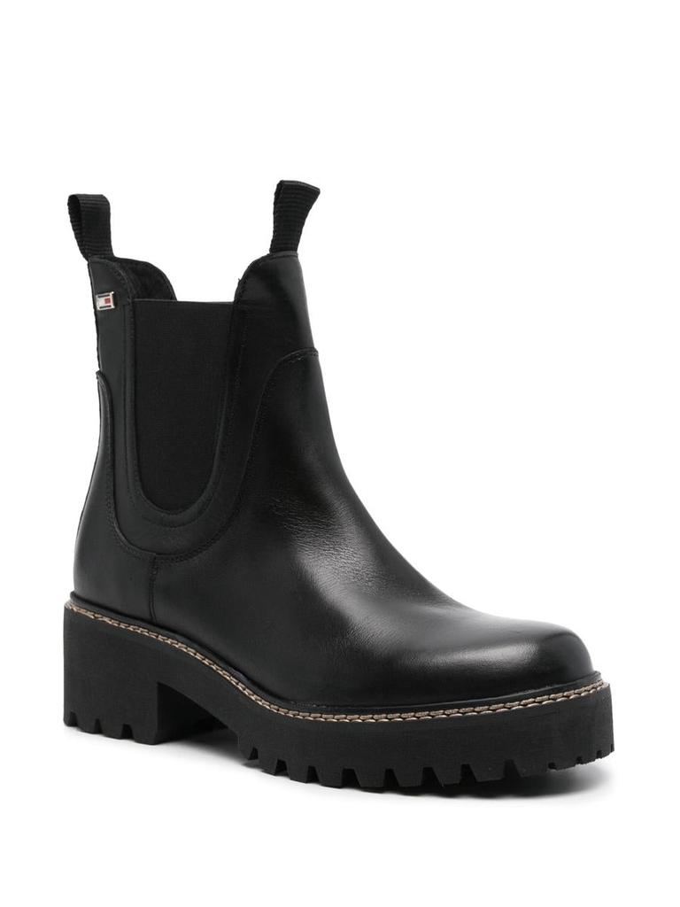 Tommy Hilfiger Tommy Hilfiger Flag Leather Mid Heel Chelsea Shoes