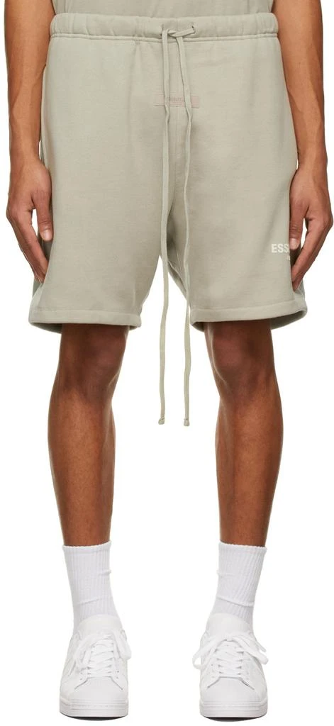 Essentials Green Fleece Shorts 1