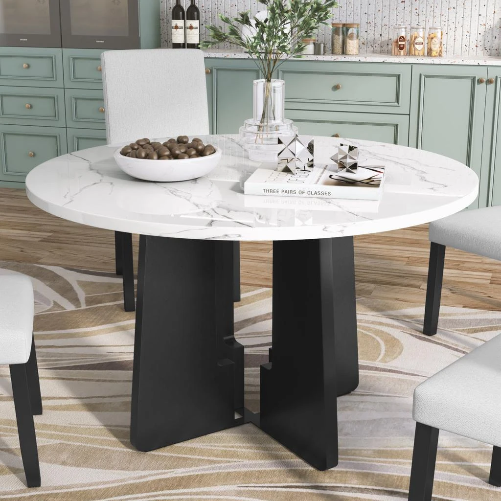 Streamdale Furniture Streamdale 43" Round Faux Marble Dining Table