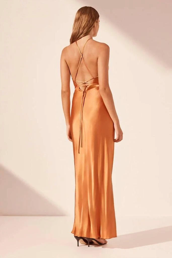 Shona Joy Sofia Cross Back Halter Maxi Dress In Ginger 2