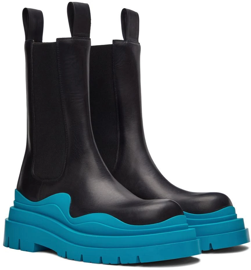 Bottega Veneta Black & Blue Tire Chelsea Boots 4
