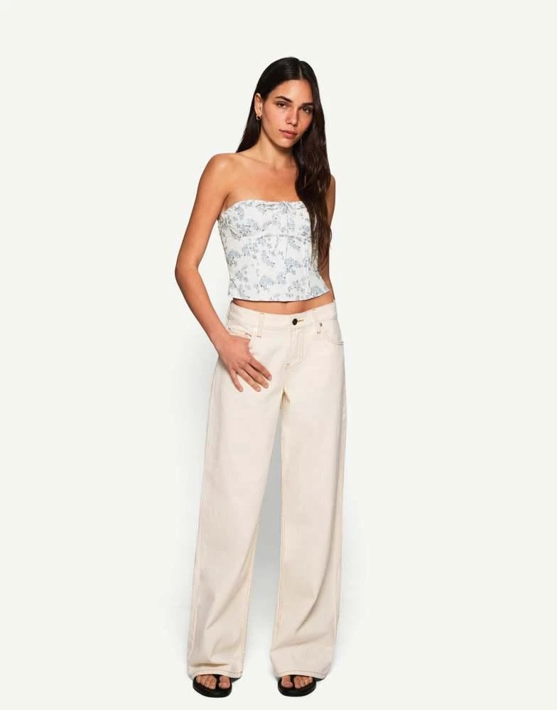 Bershka Bershka poplin bandeau top in denim blue 2
