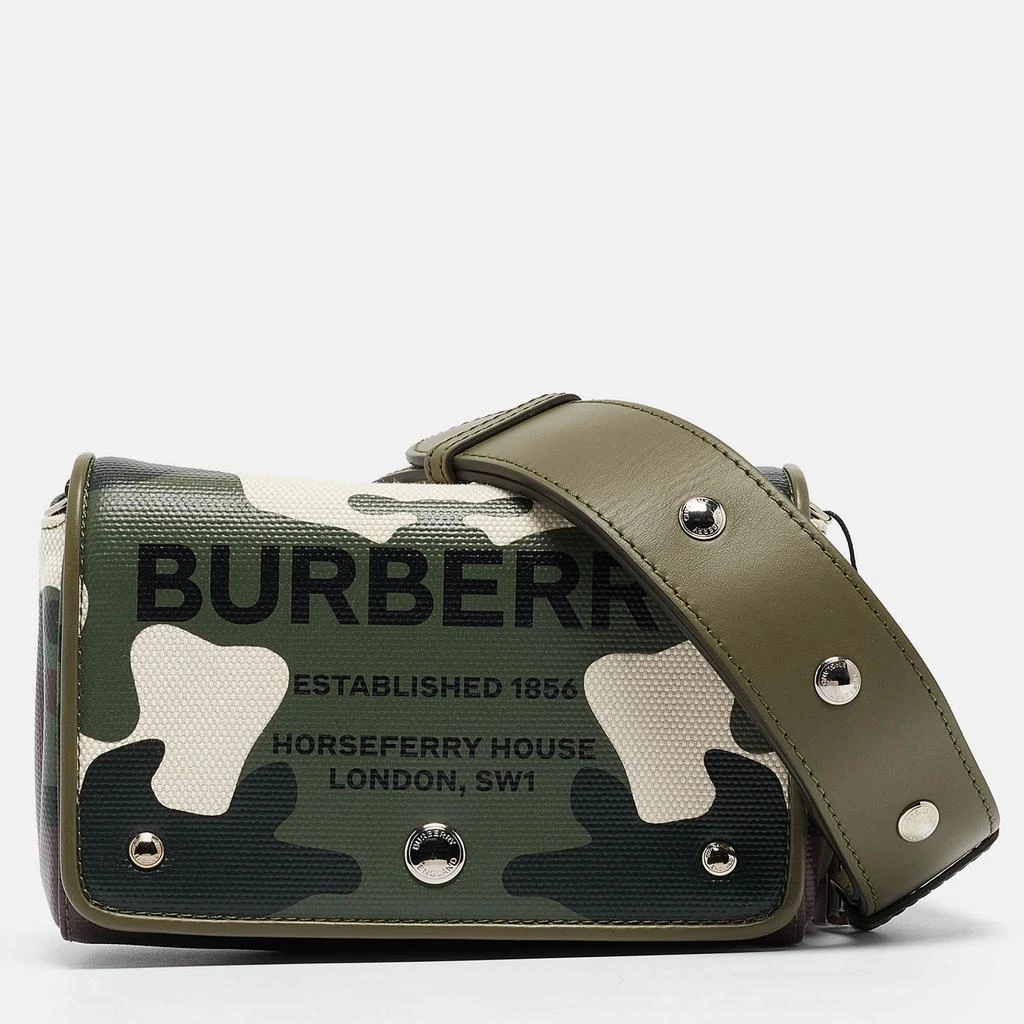 Burberry Burberry Green/Beige Camo Print Coated Canvas and Leather Hackberry Crossbody Bag 1
