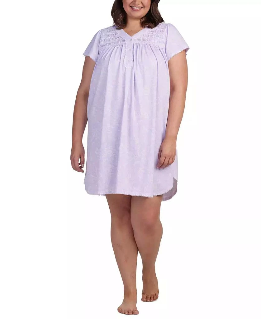 Miss Elaine Plus Size Short-Sleeve Embroidered Paisley Nightgown 1