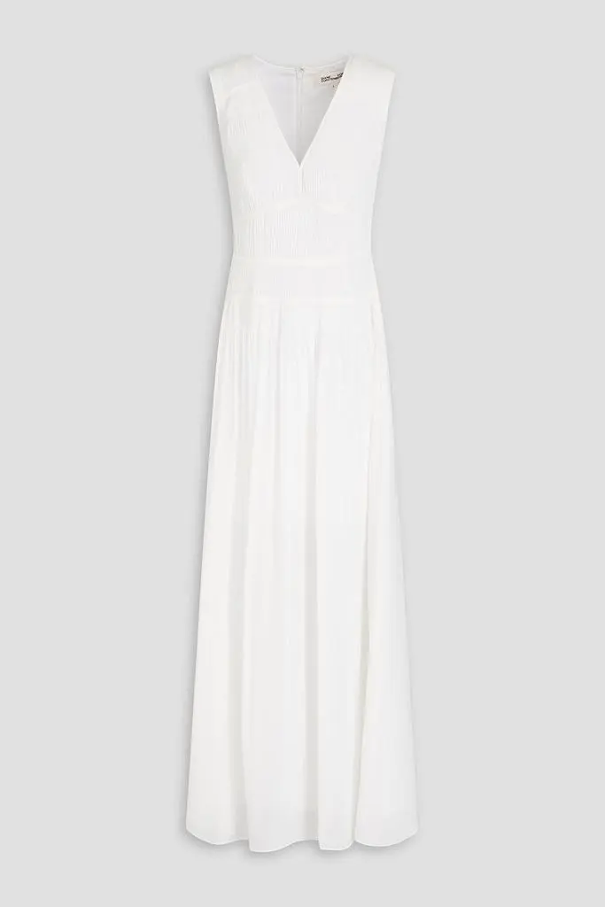 Diane von Furstenberg Saul plissé crepe de chine maxi dress