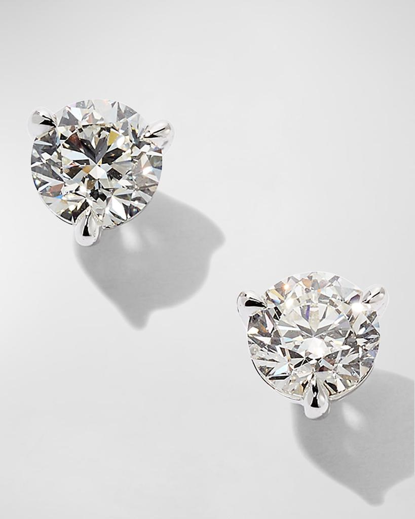 Memoire White Gold 2 Round Diamond Champagne Stud Earrings, 1.0tcw