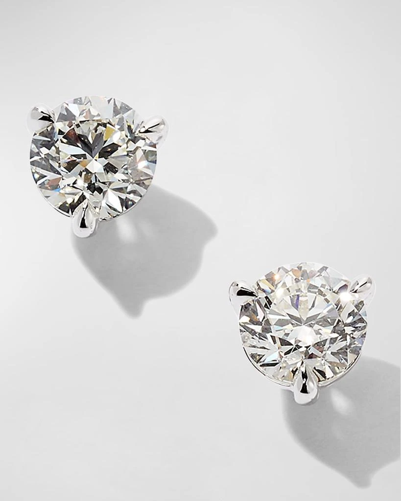 Memoire White Gold 2 Round Diamond Champagne Stud Earrings, 1.0tcw 1
