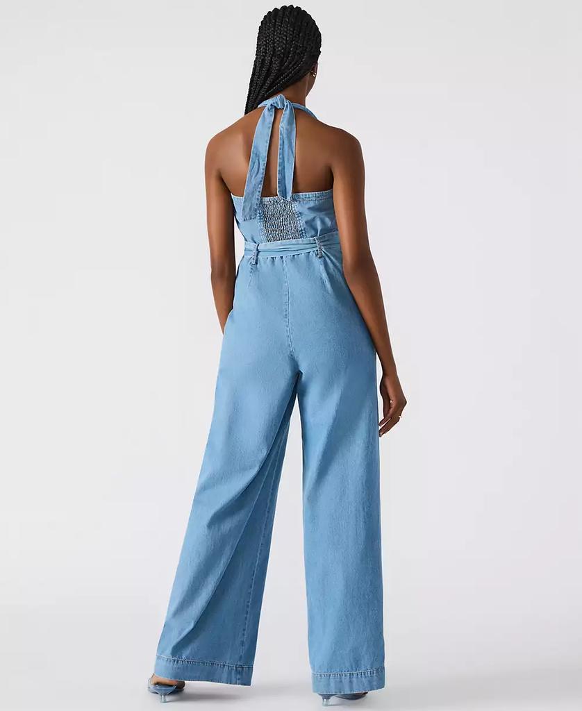 Steve Madden Women's Artie Denim Halter Jumpsuit