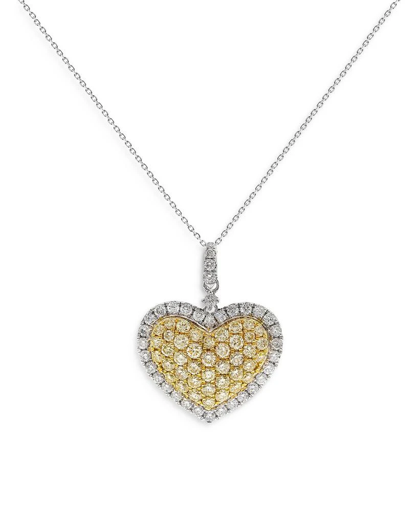 Bloomingdale's Yellow & White Diamond Heart Pendant Necklace in 14K White & Yellow Gold, X" 1