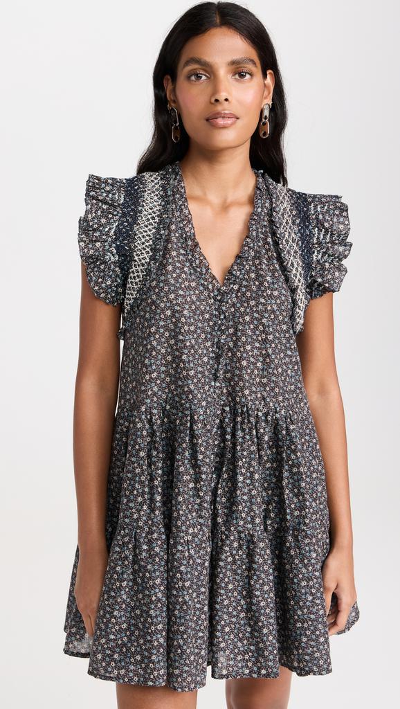 Sea Maia Floral Print Flutter Sleeve Tunic Dress