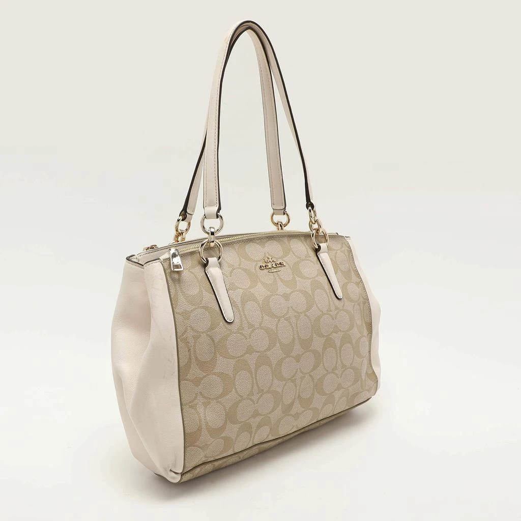 Coach Coach Beige/Off White Signature Coated Canvas and Leather Christie Carryall Satchel 3
