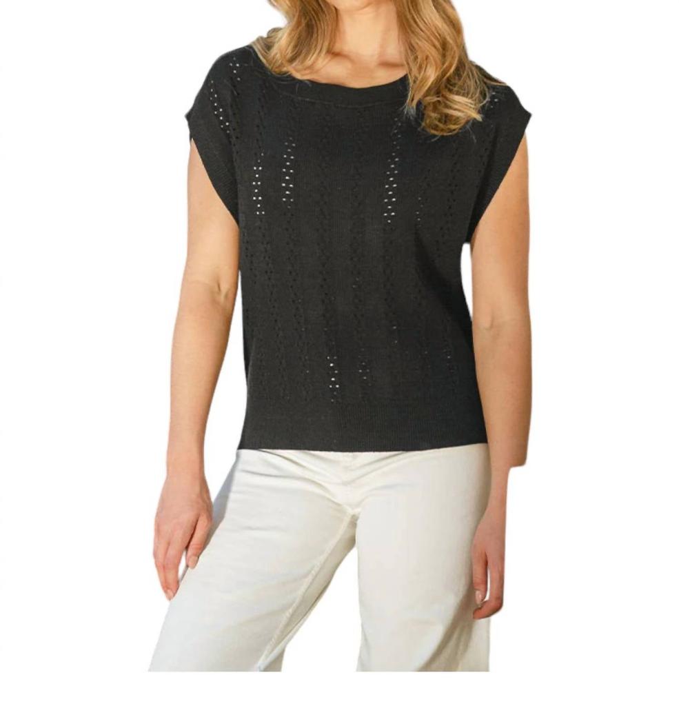 Red Haute Oversized Pointelle Tee In Black