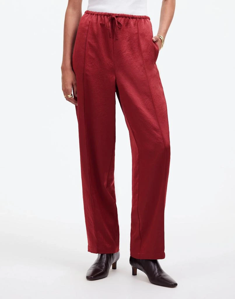 Madewell Tall Pintucked Slim Pull-On Pants in Satin 2
