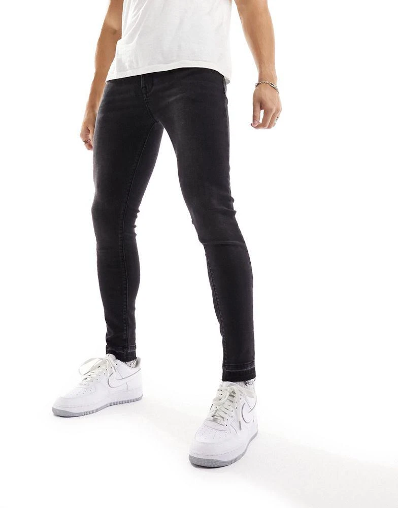 ASOS ASOS DESIGN spray on jeans with power stretch and released hem in grey 1