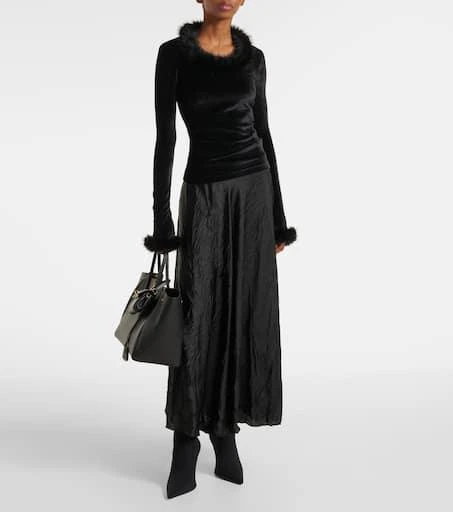 Balenciaga Faux-fur trimmed top 2