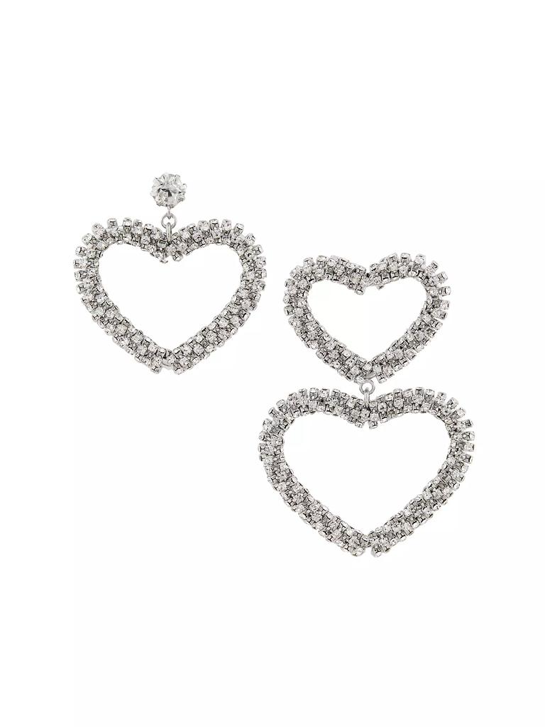 Kenneth Jay Lane Silvertone & Crystal Mismatched Open Heart Earrings