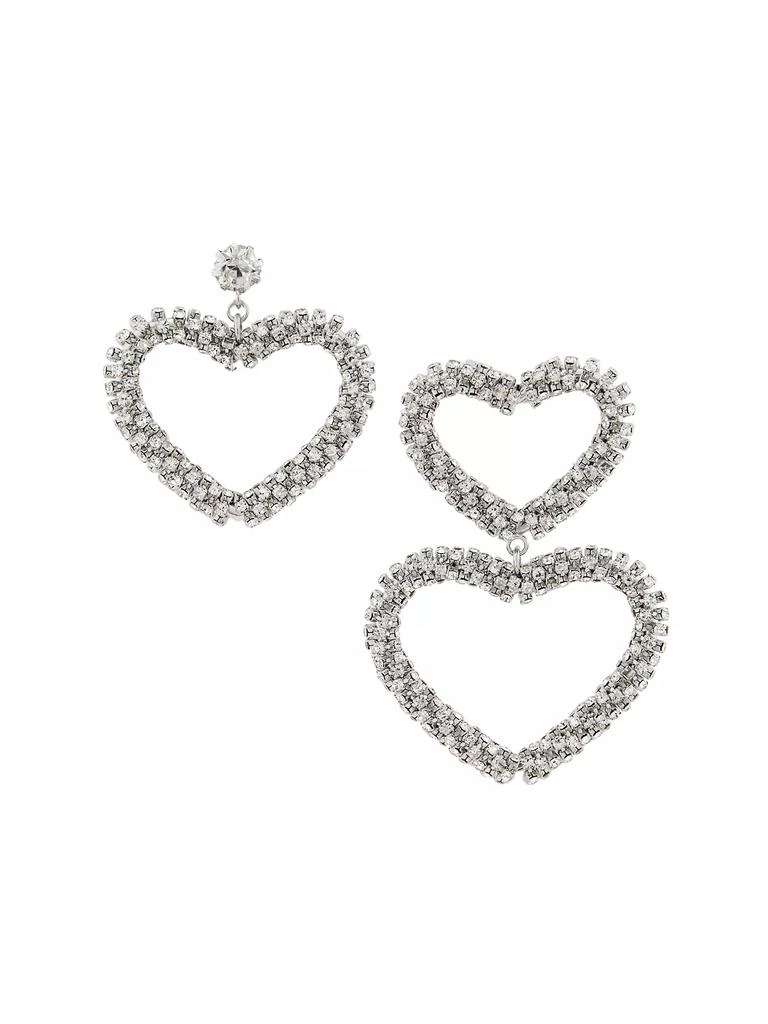 Kenneth Jay Lane Silvertone & Crystal Mismatched Open Heart Earrings 1