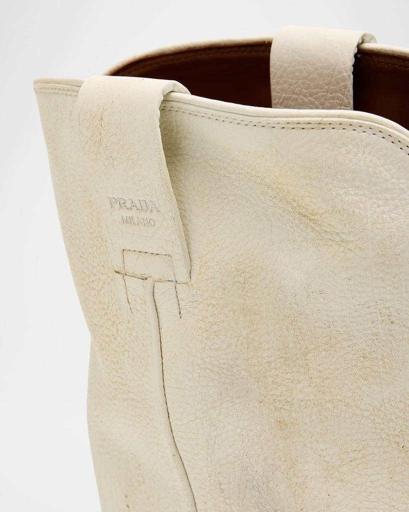 Prada Distressed Calfskin Short Cowboy Boots 7