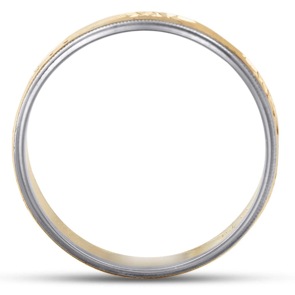 Pompeii3 Mens 14k Gold Two Tone Swiss Cut Wedding Ring Band New 3