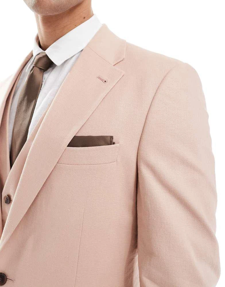 ASOS ASOS DESIGN linen blend slim suit jacket in pink 5