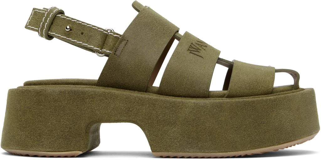 JW Anderson Green Suede Platform Fisherman Sandals 1
