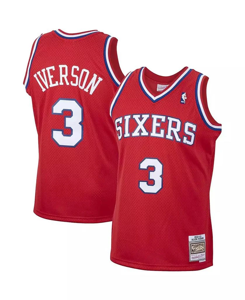 Shop Men's Allen Iverson Red Philadelphia 76ers 2001/02 Hardwood
