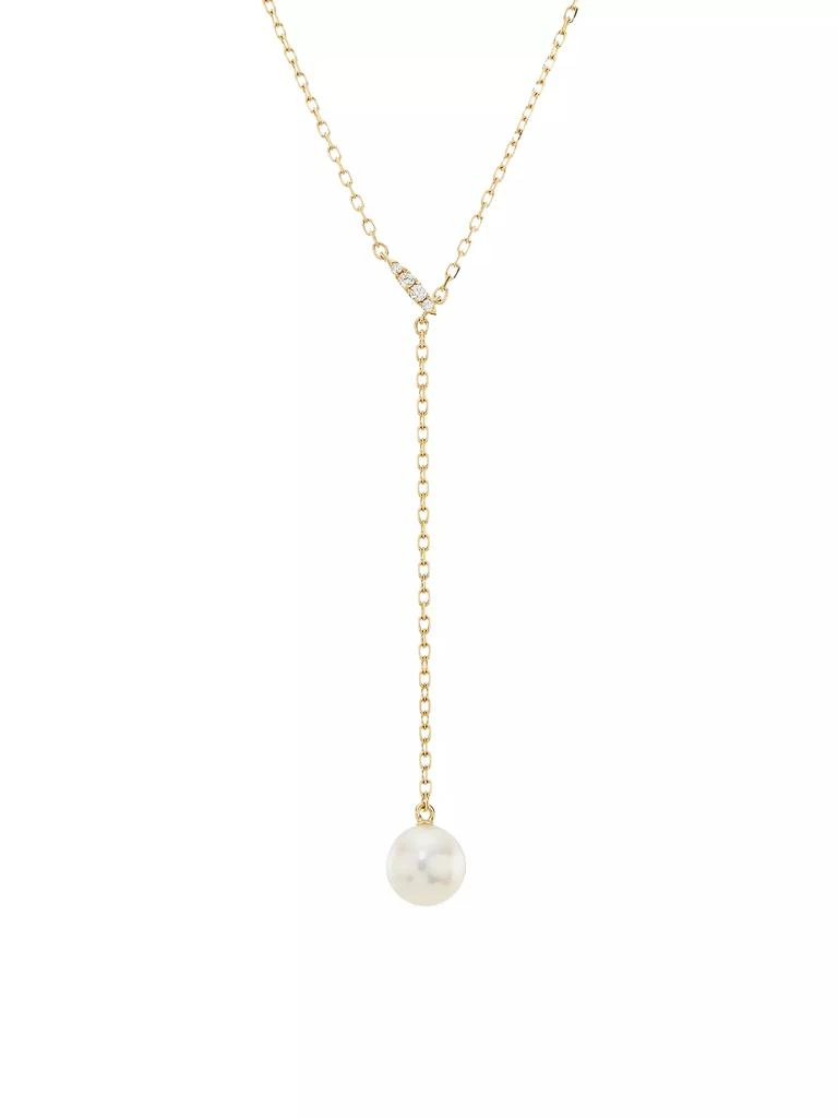 Mikimoto Classic 18K Yellow Gold, Akoya Pearl &amp; 0.03 TCW Diamond Y Necklace 1