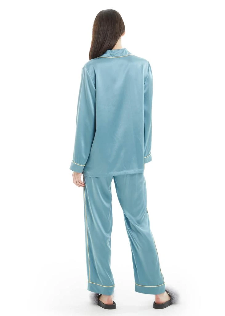 LILYSILK Women's 22MM Gold Piping Silk Pajamas Set 5