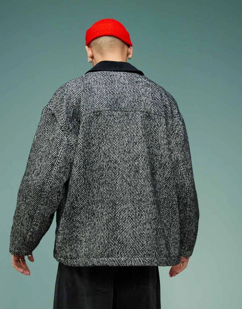ASOS ASOS DESIGN oversized wool look worker jacket in grey 2