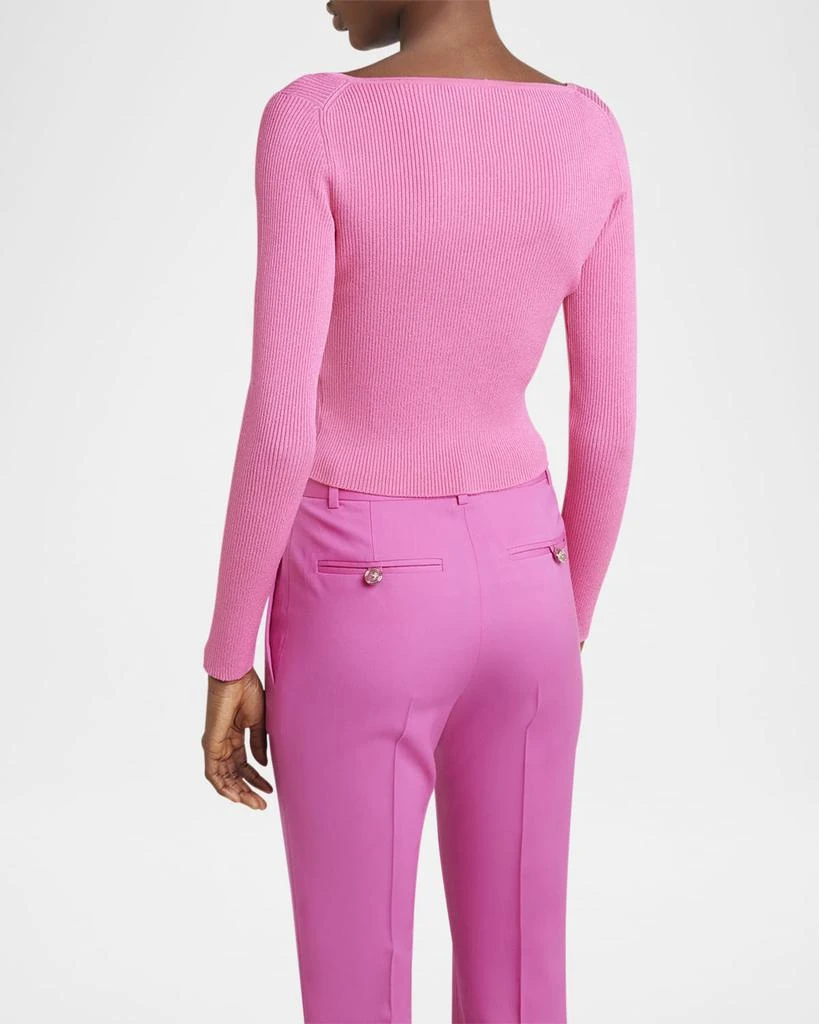 Versace Safety-Pin V-Neck Crop Rib Cardigan 3