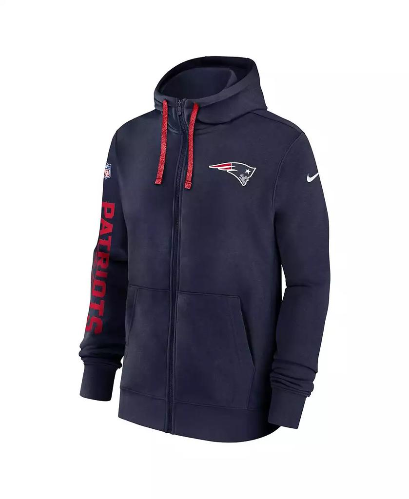 NIKE Men's Navy New England Patriots 2024 Sideline Club Full-Zip Hoodie