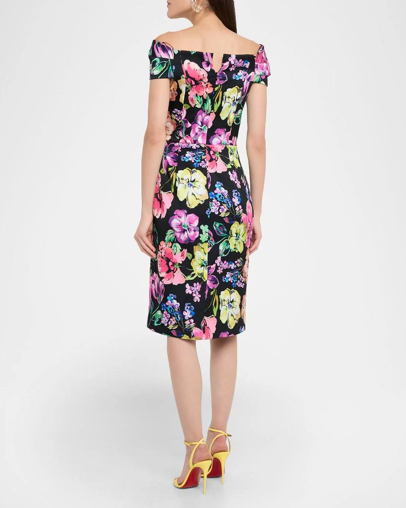 Teri Jon Pleated Floral-Print Stretch Gazar Dress 3