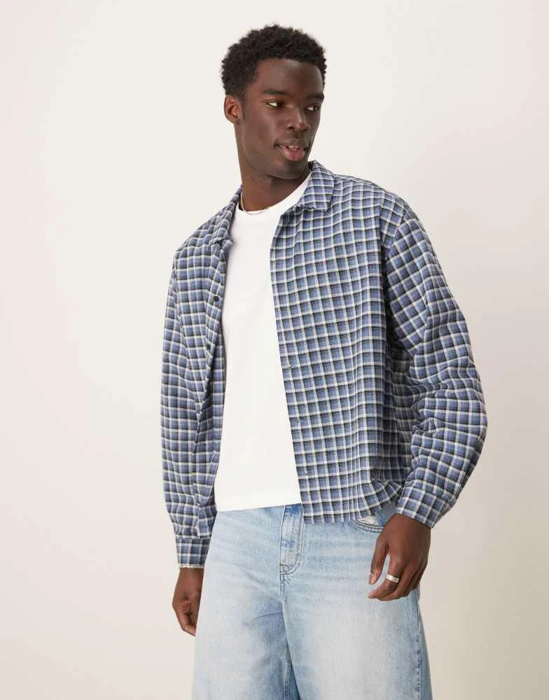ASOS ASOS DESIGN oversized boxy flannel shirt in blue check 2