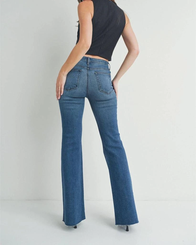 JUST BLACK DENIM Mid Rise Straight Bootcut Jean In Dark Wash 2