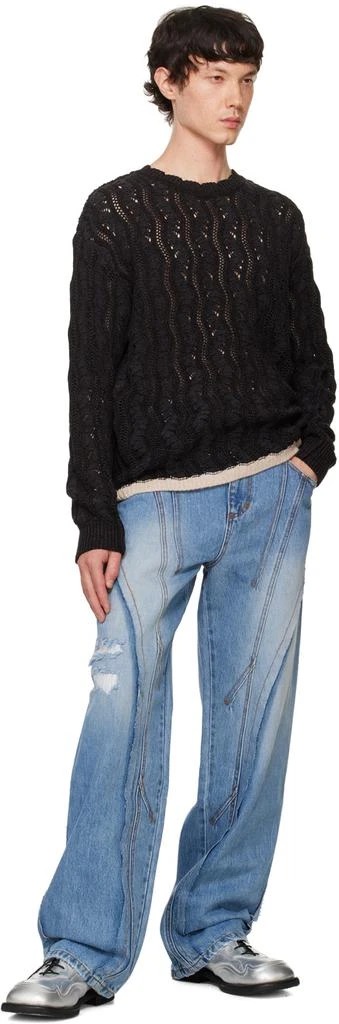 ANDERSSON BELL Black Two-Tone Wave Sweater 4