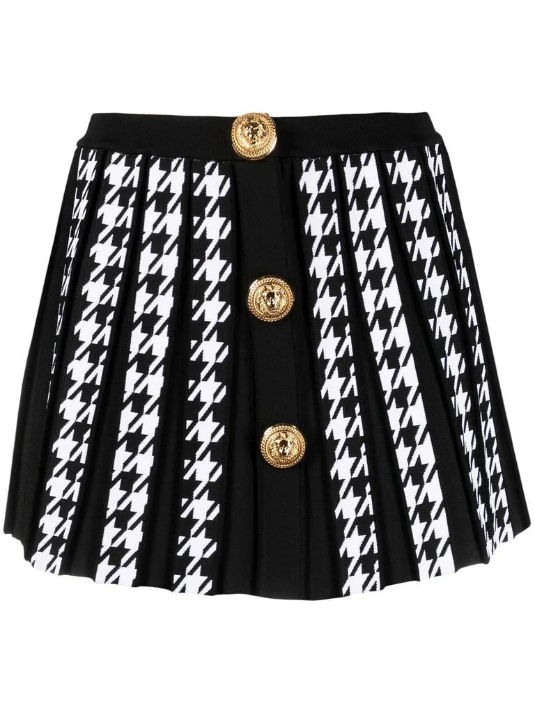 Balmain houndstooth mini pleated skirt - women -  -  - Black 1