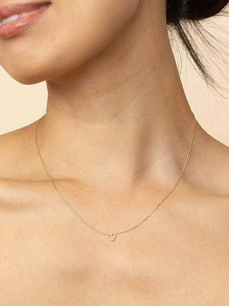 Oradina 14K Yellow Gold Open Your Heart Pendant Necklace 5