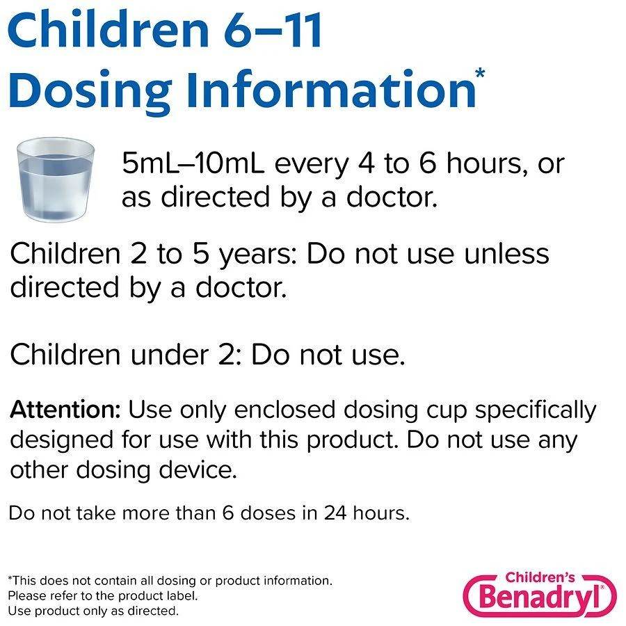 Benadryl Children
s Dye-Free Allergy Relief Liquid, Bubble Gum 7
