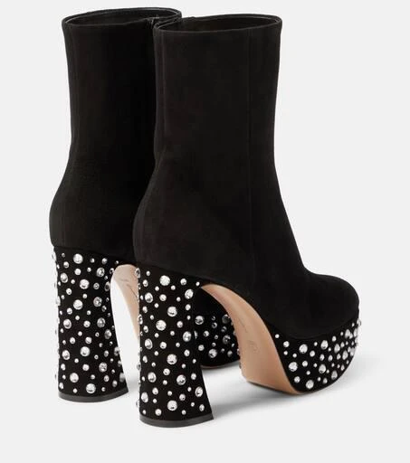 Gianvito Rossi Crystal Holly suede platform ankle boots 3