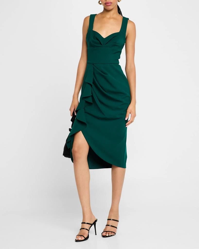 Black Halo Lucetta Sweetheart Ruffle Midi Sheath Dress 4