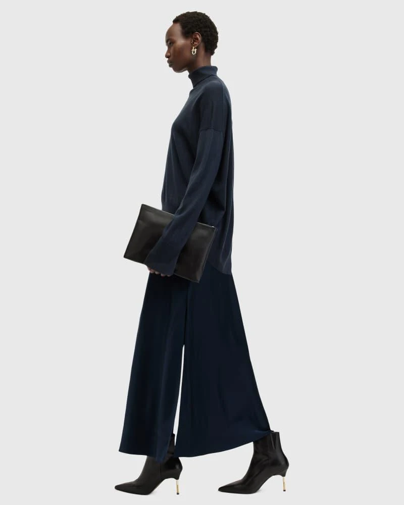 ALL SAINTS AllSaints 2in1 Neo satin maxi dress in navy 2