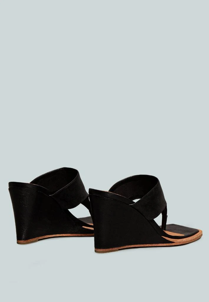 Rag & Co X ONASSIS Black Thong Wedge Sandals 6
