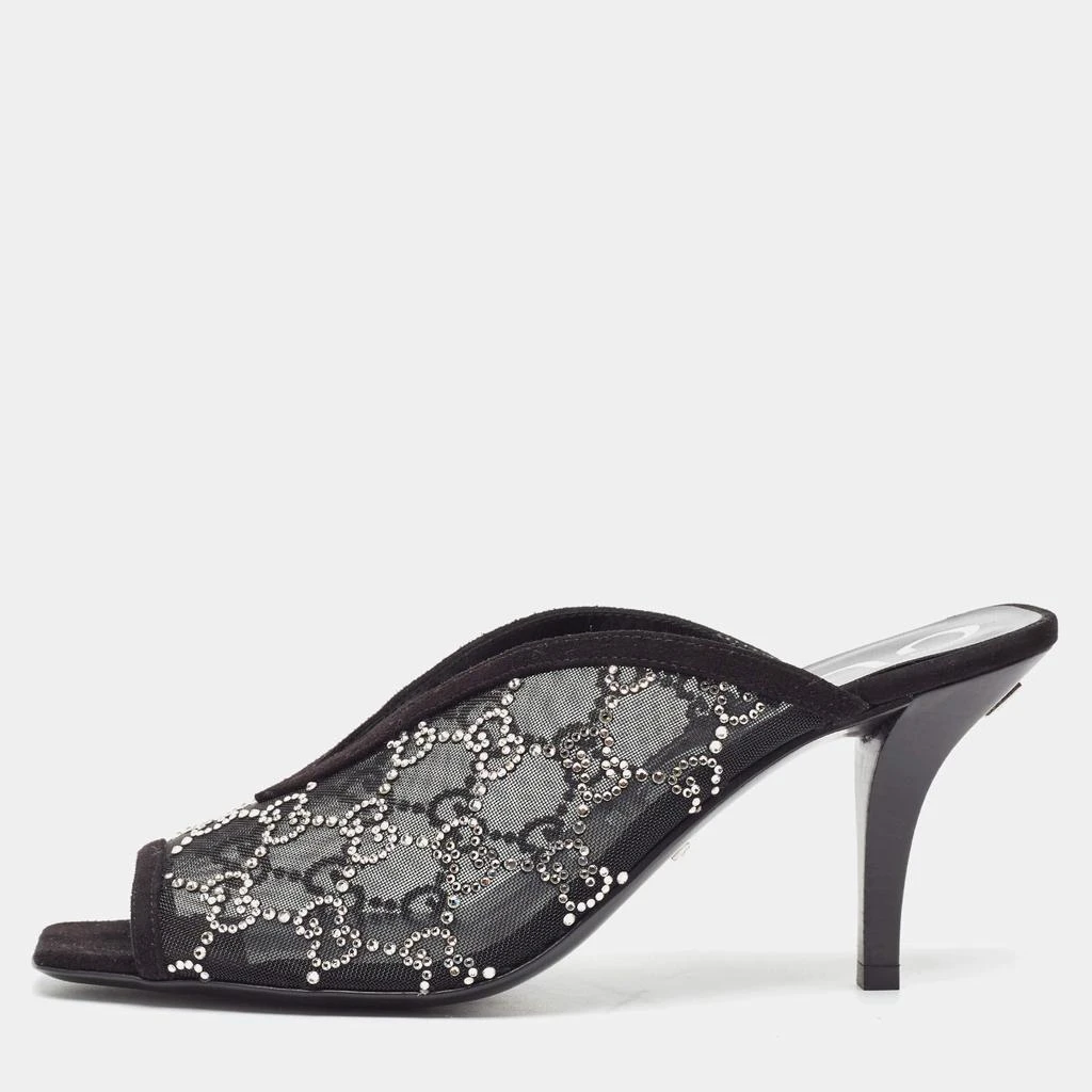 Gucci Gucci Black GG Crystal Embellished Mesh Mules Size 39 1