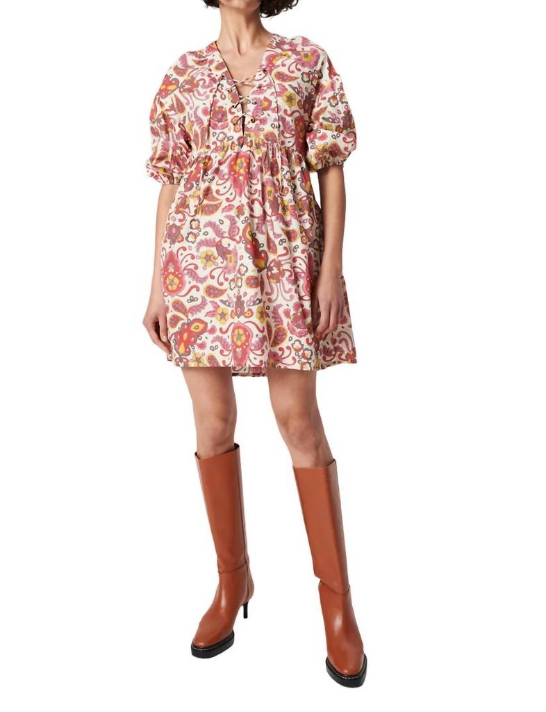 Chufy Liberty Mini Dress In Paisley Cream