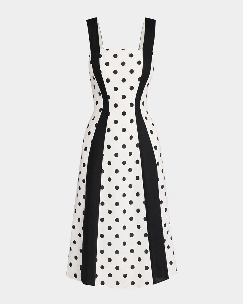 Rachel Antonoff Sloane Polka Dot Colorblock Midi Dress 1