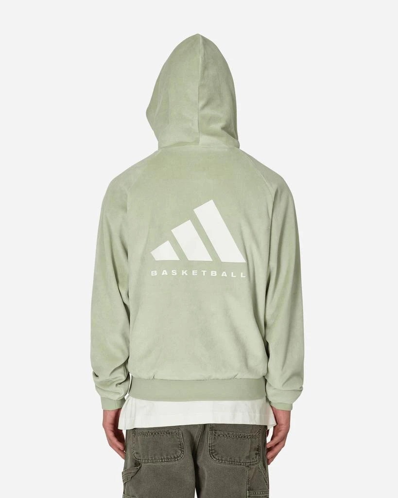 Adidas Basketball Velour Hooded Sweatshirt Green 3