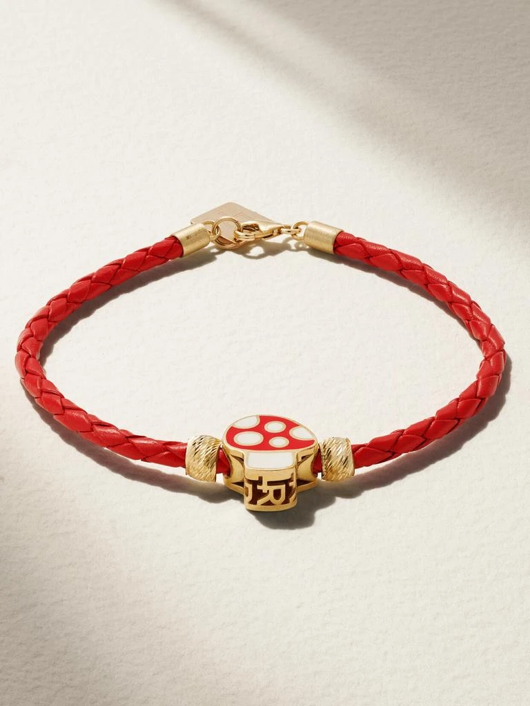 Lauren Rubinski Mushroom 14k 黄金、搪瓷、皮革手绳 1