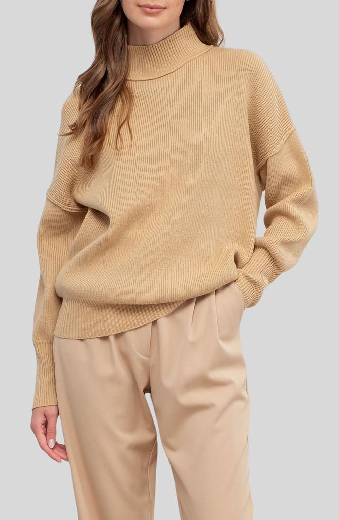 Blu Pepper Mock Neck Ribbed Sweater