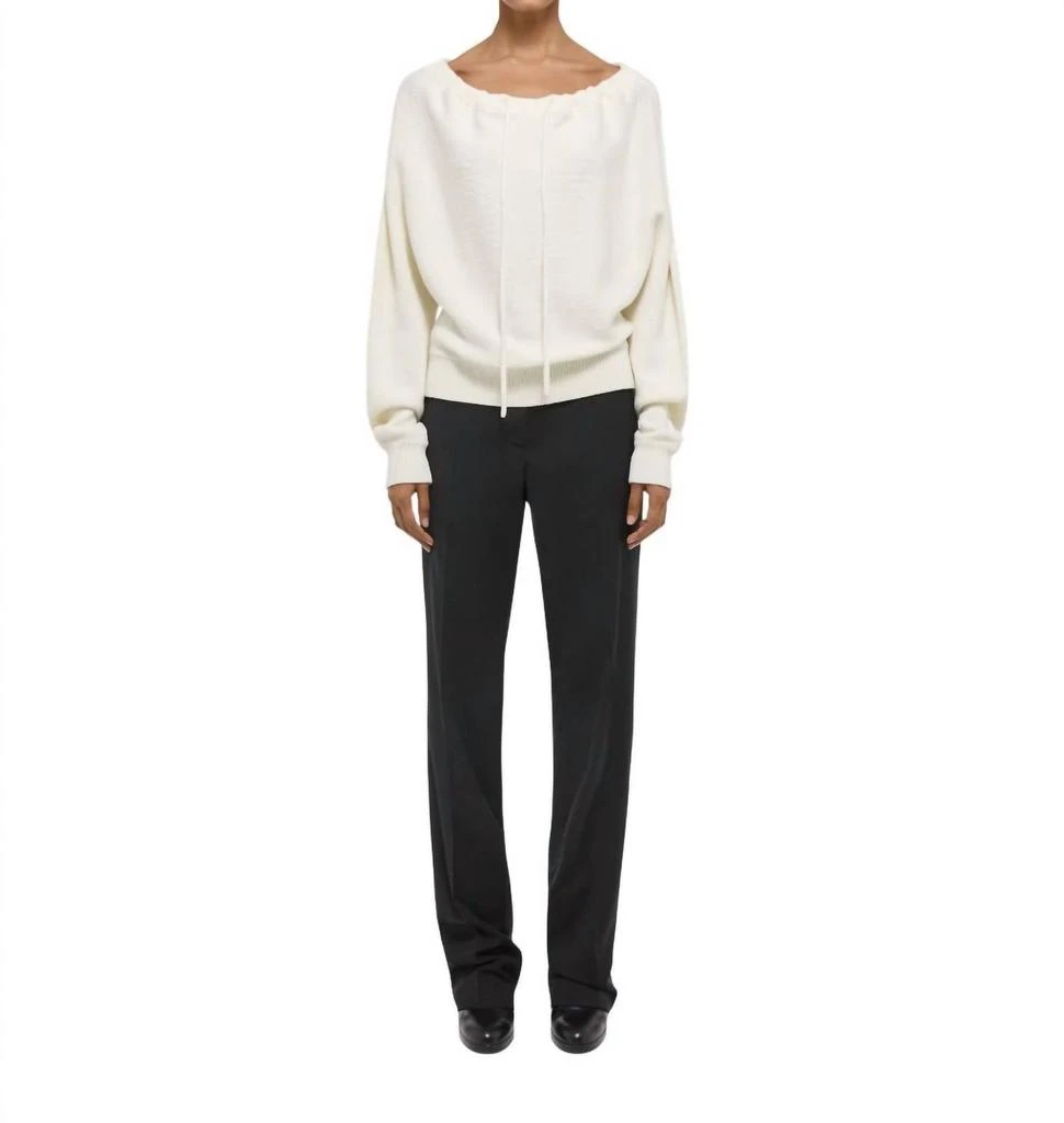Helmut Lang Ruched Dolman Sweater In White 1